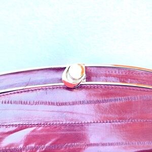 Vintage Eel Skin Purse Bag Burgundy Gold Tone Hardware